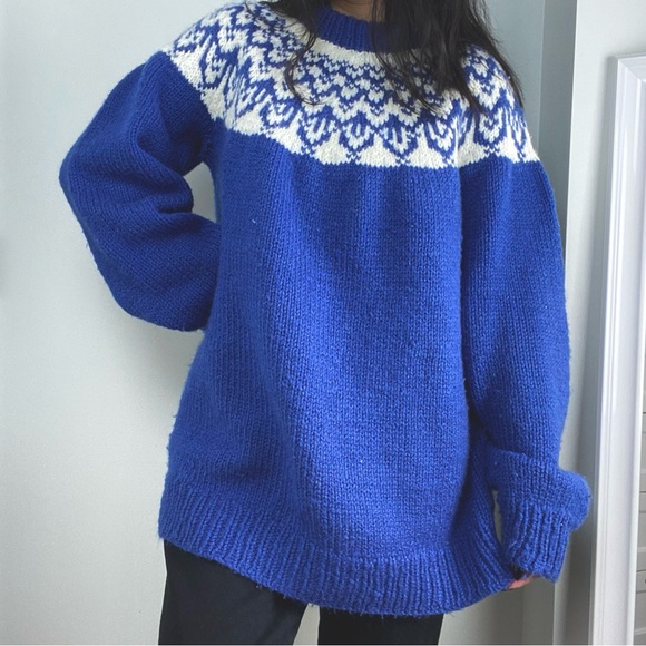Vintage fair Isle hand knit chunky sweater - Picture 3 of 7